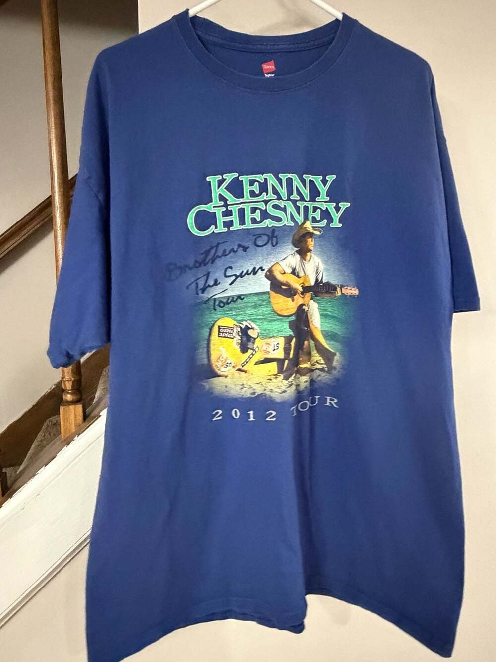 Hanes Kenny Chesney Brothers Of The Sun Tour 2012 T-Shirt Size 2XL Blue